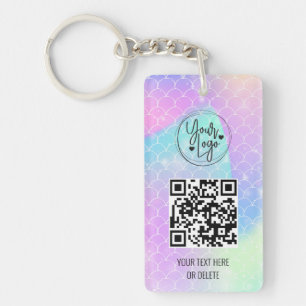 Holografischer Regenbogen-Mermaid-QR-Logo-Geschäf Schlüsselanhänger