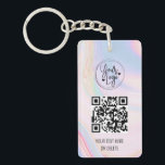 Holografischer Regenbogen-QR-Code Schlüsselanhänger<br><div class="desc">Holographic Rainbow QR Code Logo Business Schlüsselanhänger</div>