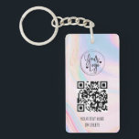 Holografischer Regenbogen-QR-Code Schlüsselanhänger<br><div class="desc">Holographic Rainbow QR Code Logo Business Schlüsselanhänger</div>