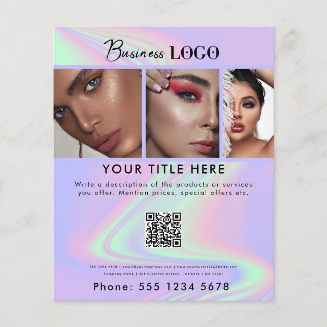 Holografischer Salon für Schönheitssalon für Unter Flyer (Vorne)