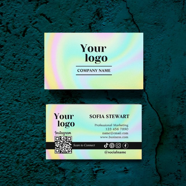 Holografischer Scan zur Verbindung moderner, fetta Visitenkarte (Instagram Qr Code Modern Bold Holographic Follow Business Card)