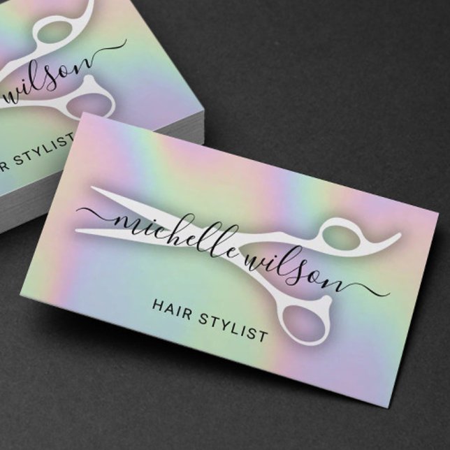 Holografischer Scissenhair Stylist Beauty Salon Visitenkarte (Von Creator hochgeladen)