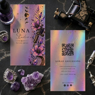 Holografischer Tattoo-Künstler Luxus-Irideszenz-QR Visitenkarte