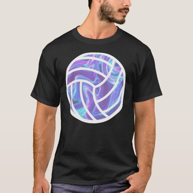 Holografischer Volleyball-Sticker T-Shirt (Vorderseite)