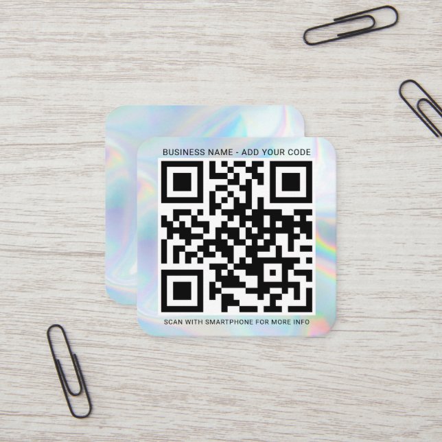 Holografisches benutzerdefiniertes Logo und QR-Cod Quadratische Visitenkarte (Vorderseite/Rückseite Beispiel)