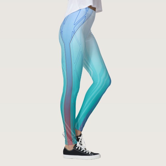 Holografisches Cyber Blue Sci-Fi-Panel Leggings (Rechts)