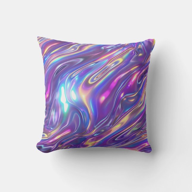 Holografisches Design Futuristik und schimmernde K Kissen (Vorderseite)