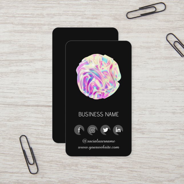 Holografisches Design - QR-Code für soziale Medien Visitenkarte (Vorderseite/Rückseite Beispiel)