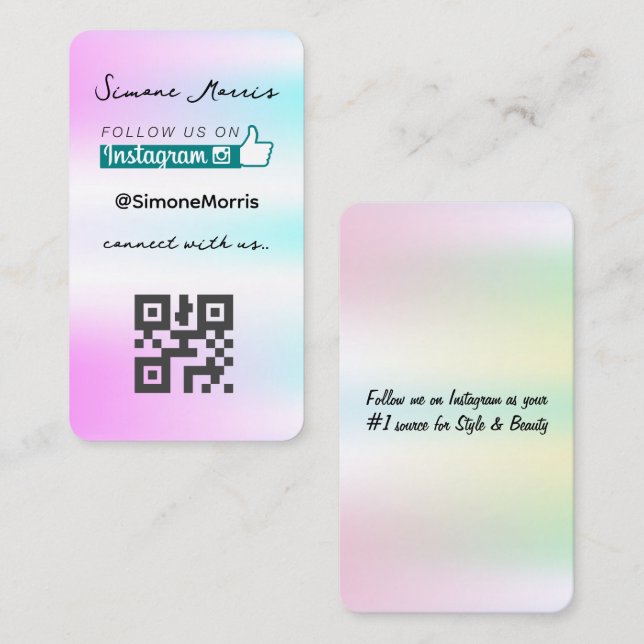 Holografisches Design - Social Media QR Code Busin Visitenkarte (Vorne/Hinten)