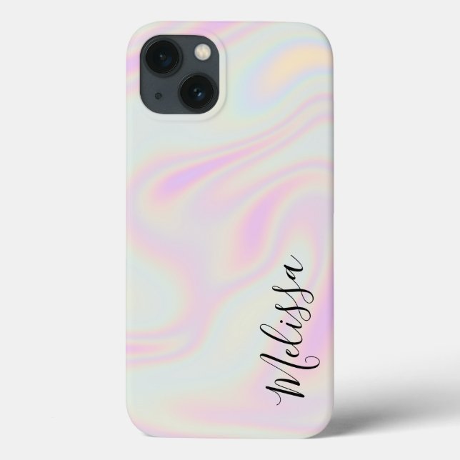 Holografisches Elegant Iridescent Rainbow Name Case-Mate iPhone Hülle (Rückseite)