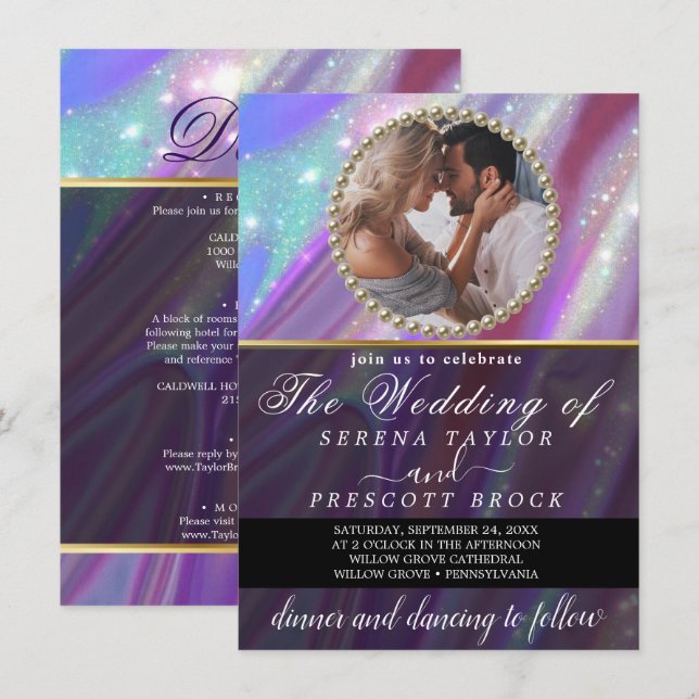 Holografisches Foto Hochzeitseinladung Einladung (Vorne/Hinten)