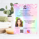 Holografisches Foto qr-Code des Firmenlogos Flyer<br><div class="desc">Personalisieren Sie Ihr Firmenlogo,  Ihren Namen,  Ihre Adresse,  Ihren Text,  Ihr Foto,  Ihren eigenen QR-Code und fügen Sie ihn Ihrem Instragentenkonto hinzu. Rosa,  lila,  Rose Gold,  Minzgrün,  holografischer Untergrund mit Imitaten Glitzer Glitzern.</div>