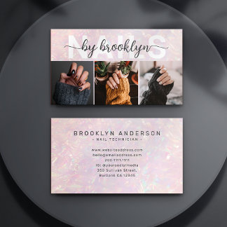 Holografisches Foto Typografie Nail Artist Visitenkarte