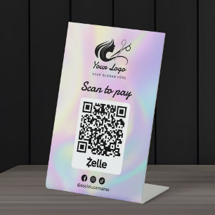 Holografisches Friseursalon-Logo Zelle Scannen zum Sockelschild