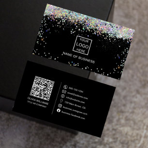 Holografisches Glitter-QR-Code-Social-Media-Icon  Visitenkarte