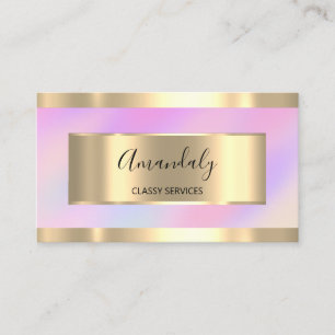 Holografisches Gold Beruflich Makeup Nails Rosa Visitenkarte