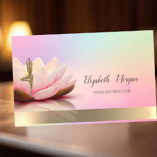 Holografisches Gold, Lotus, Yoga Glitter Mädchen Visitenkarte
