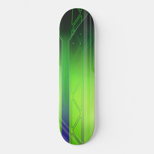 Holografisches Green and Black Sci-Fi Panel Skateboard (Vorderseite)