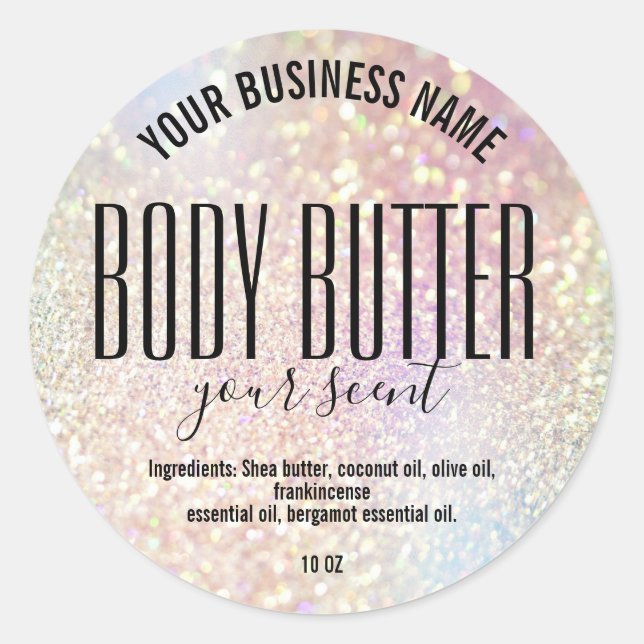 holografisches Iridescent BODY BUTTER Runder Aufkleber (Vorderseite)