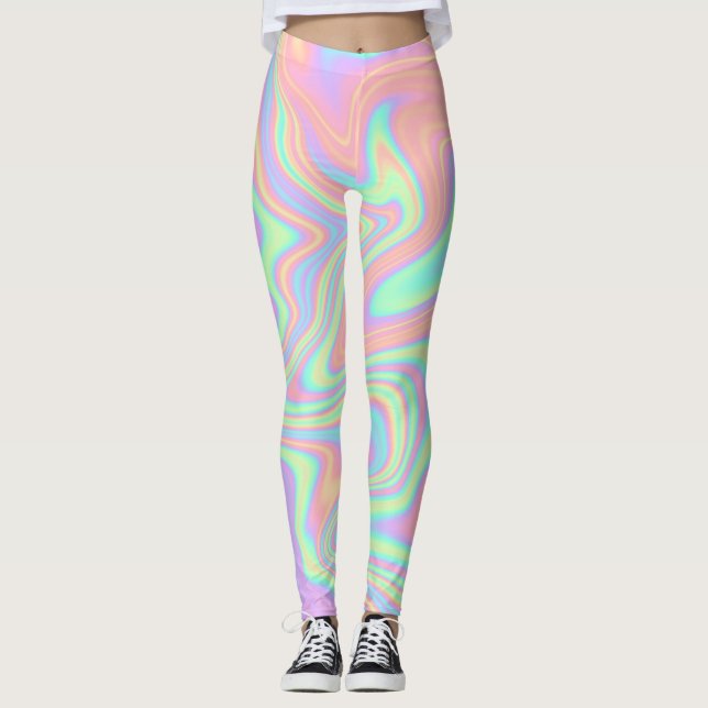 Holografisches Iridescent-Multicolor-Fluid Leggings (Vorderseite)