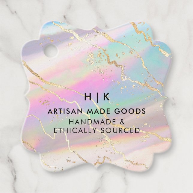 Holografisches Iridescent Opal Gem | Hang Tag Geschenkanhänger (Vorderseite)