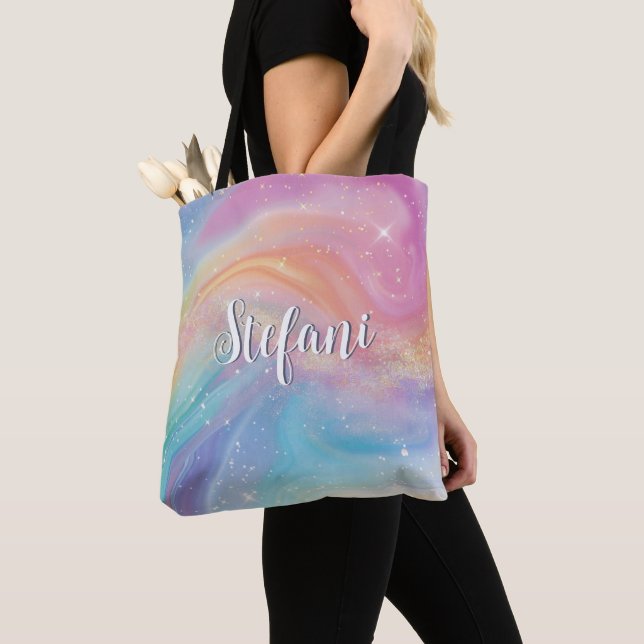 Holografisches Iridescent Rainbow Unicorn personal Tasche (Von Nahem)