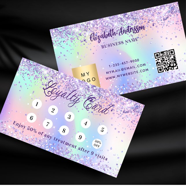 Holografisches lila rosa ql Firmenlogo Treuekarte (Von Creator hochgeladen)