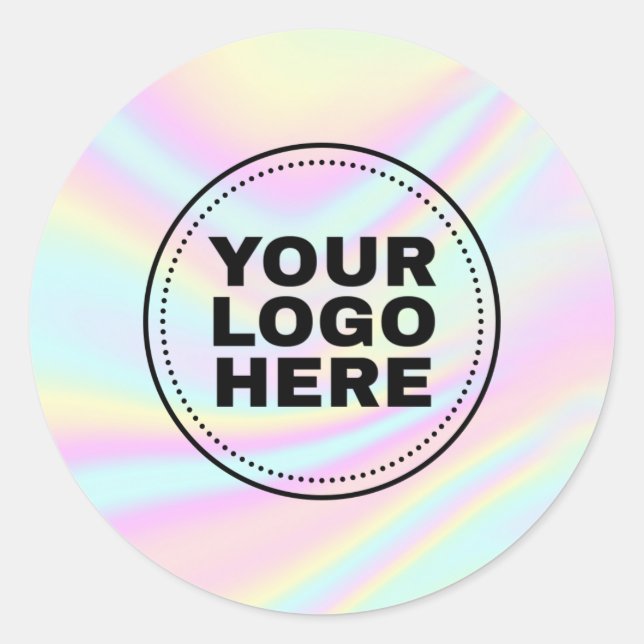 Holografisches Logo von Rainbow Pastel Runder Aufkleber (Vorderseite)