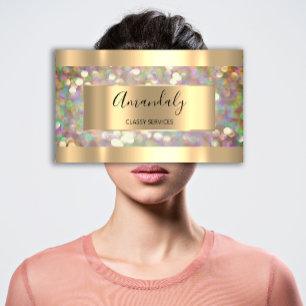 Holografisches Makeup-Künstler Gold Lashes Visitenkarte