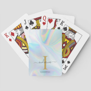 Holografisches Monogramm Gold Anfangsbuchstabe Nam Spielkarten