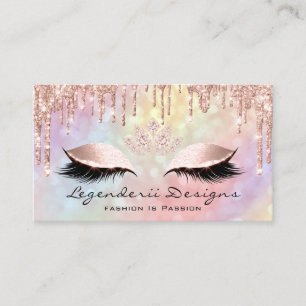 Holografisches Motiv Eyelash Lashes Glitzer Lotus Visitenkarte