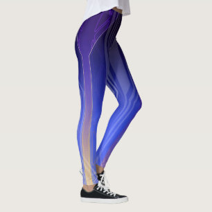 Holografisches Ocean Blue Sci-Fi-Panel Leggings