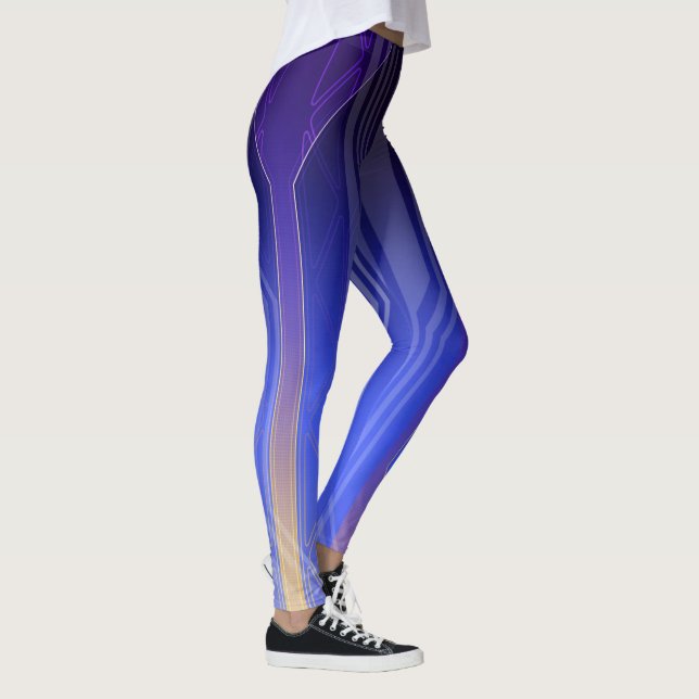 Holografisches Ocean Blue Sci-Fi-Panel Leggings (Rechts)