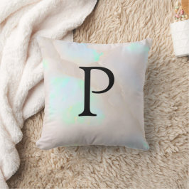 Holografisches Opal-Irisierendes Monogramm Chic Kissen