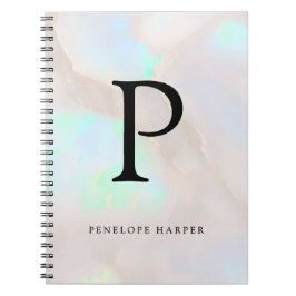 Holografisches Opal-Irisierendes Monogramm Chic Notizblock