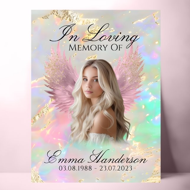 Holografisches Pink Angel Wings Memorial-Zeichen Poster (Von Creator hochgeladen)