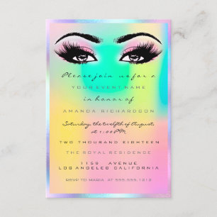 Holografisches Pink Makeup Bridal Sweet 16. Einladung