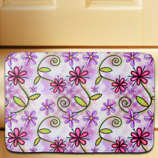 Holografisches Rainbow-Floral-Collage Badematte (Von Creator hochgeladen)