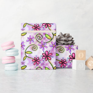 Holografisches Rainbow-Floral-Collage Geschenkpapier