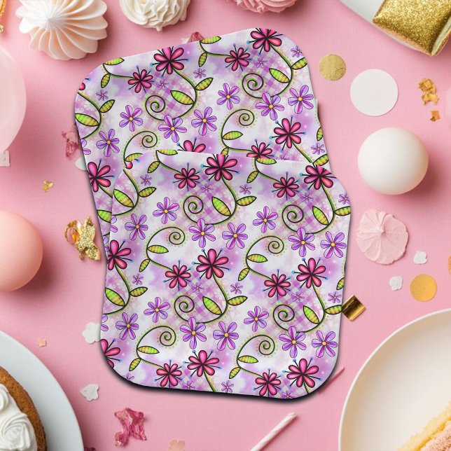 Holografisches Rainbow-Floral-Collage Pappteller (Von Creator hochgeladen)