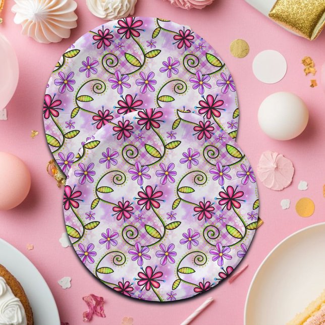 Holografisches Rainbow-Floral-Collage Pappteller (Von Creator hochgeladen)