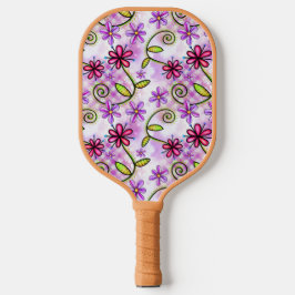 Holografisches Rainbow-Floral-Collage Pickleball Schläger