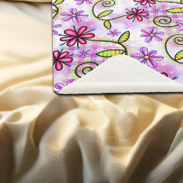 Holografisches Rainbow-Floral-Collage Sherpadecke