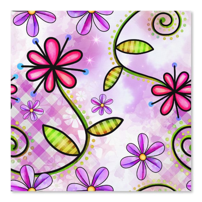 Holografisches Rainbow-Floral-Collage Tapete (Vorderseite)