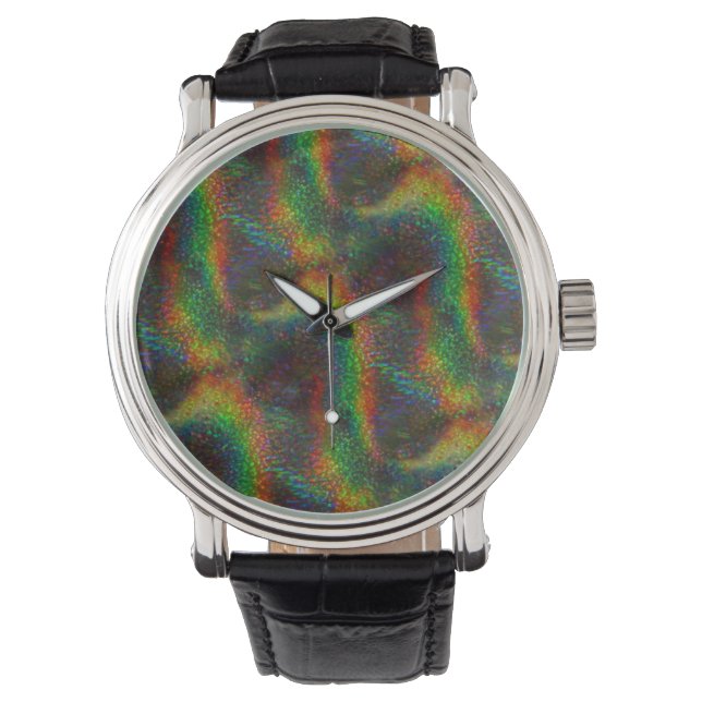 Holografisches Rainbow Lights Glitzer Wave Armbanduhr (Vorderseite)