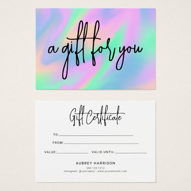 Holografisches Rainbow-Script-Geschenk (Vorne & Hinten)