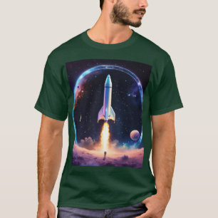 Holografisches Raketen-Weltraum-Kreis-T-Shirt T-Shirt