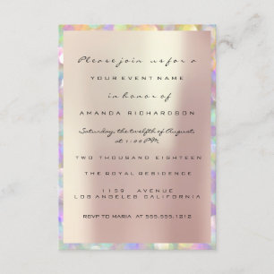 Holografisches Rosa Brautparty Sweet 16. PEARLY Einladung