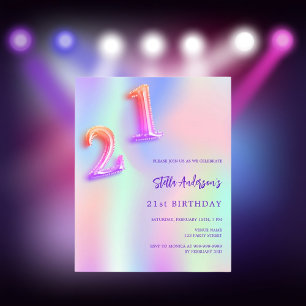 Holografisches Rosa lila 21. Geburtstag