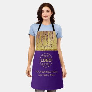 Holografisches Signatur-Script Modern Gold Glitter Schürze